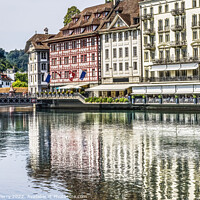 Buy canvas prints of Inner Harbor Reflection Lucerne Switzerland by William Perry