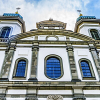 Buy canvas prints of Facade Steeples Jesuit Church Lucerne Switzerland  by William Perry