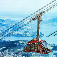 Buy canvas prints of Cable Car Descending Mount Pilatus Lucerne Switzerland by William Perry