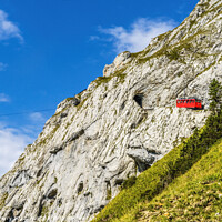 Buy canvas prints of Cogwheel Rail Car Climbing Mount Pilatus Lucerne Switzerland by William Perry