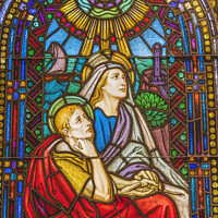 Buy canvas prints of Saint Monica Stained Glass St Augustine Cathedral Tucson Arizona by William Perry
