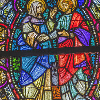 Buy canvas prints of Saint Monica Stained Glass St Augustine Cathedral Tucson Arizona by William Perry
