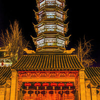 Buy canvas prints of Buddhist Nanchang Temple Wooden Door Pagoda Wuxi Jiangsu China N by William Perry