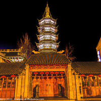Buy canvas prints of Buddhist Nanchang Temple Pagoda Night Wuxi Jiangsu China by William Perry