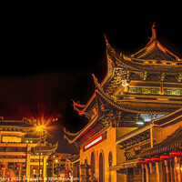 Buy canvas prints of Entrance Gate Buddhist Nanchang Temple Pagoda Night Wuxi Jiangsu by William Perry