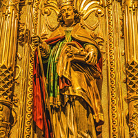 Buy canvas prints of Saint Leodegar Statue Church Basilica Altar Lucerne Switzerland  by William Perry