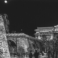 Buy canvas prints of Black White Walking Ming City Wall Park Beijing China by William Perry
