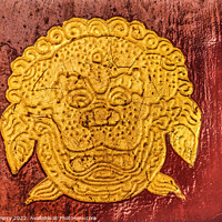 Buy canvas prints of Gold Dragon Symbol Red Door Summer Palace Beijing China by William Perry