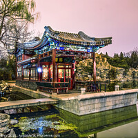 Buy canvas prints of Stone Boat Temple of Sun Night Illuminated Beijing China by William Perry