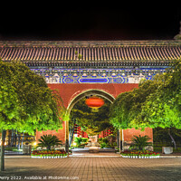 Buy canvas prints of West Heaven Gate Lanterns Temple of Sun Beijing China Night by William Perry