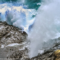 Buy canvas prints of Colorful Halona Lava Blowhole Ocean Spray Honolulu Oahu Hawaii by William Perry