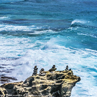 Buy canvas prints of Colorful Cairns Rock Piles Ocean Honolulu Hawaii by William Perry