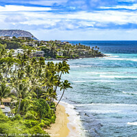 Buy canvas prints of Colorful Homes Ocean Surf Hawaii Kai Honolulu Oahu Hawaii by William Perry