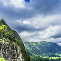 Buy canvas prints of Nuuanu Pali Outlook Green Koolau Mountain Range Oahu Hawaii by William Perry