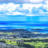 Buy canvas prints of Colorful Kaneohe City Nuuanu Pali Outlook Green Mountains Oahu H by William Perry