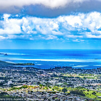 Buy canvas prints of Colorful Kaneohe City Nuuanu Pali Outlook Green Mountains Oahu H by William Perry
