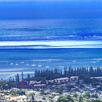 Buy canvas prints of Colorful Kaneohe City Nuuanu Pali Outlook Ocean Oahu Hawaii by William Perry