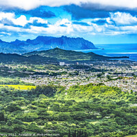 Buy canvas prints of Colorful Kaneohe City Nuuanu Pali Outlook Oahu Hawaii by William Perry