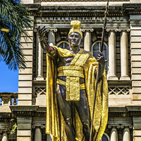 Buy canvas prints of King Kamehameha Statue State Government Building Honolulu Oahu H by William Perry