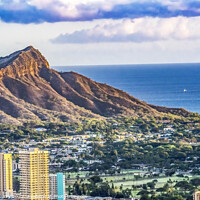 Buy canvas prints of Colorful Lookout Waikiki Beach Diamond Head Waikiki Beach Honolu by William Perry