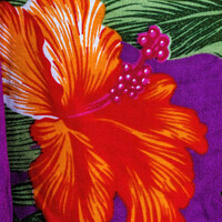 Buy canvas prints of Colorful Hawaiian Red Purple Hibiscus Cloth Textile Waikiki Hono by William Perry