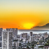 Buy canvas prints of Colorful Sunset Tantalus Lookout Downtown Honolulu Hawaii by William Perry