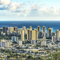 Buy canvas prints of Colorful Hotels Waikiki Beach Tantalus Lookout Honolulu Hawaii by William Perry