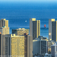 Buy canvas prints of Colorful Hotels OceanSailboats Waikiki Beach Tantalus Lookout Ho by William Perry