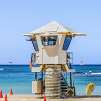 Buy canvas prints of Colorful Lifeguard Station Waikiki Beach Honolulu Hawaii by William Perry