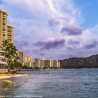 Buy canvas prints of Colorful Waikiki Beach Swimmers Diamond Head Honolulu Hawaii by William Perry