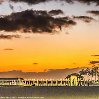 Buy canvas prints of Colorful Sunset Evening Pier Sailboats Waikiki Beach Honolulu Ha by William Perry