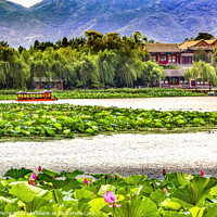 Buy canvas prints of Lotus Garden Boat Buildings Summer Palace Beijing China by William Perry