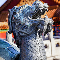 Buy canvas prints of Dragon Bronze Statue Gugong Forbidden City Beijing China by William Perry
