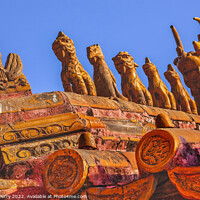 Buy canvas prints of Roof Figurines Yellow Roofs Gugong Forbidden City Beijing China by William Perry