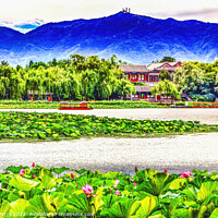 Buy canvas prints of Lotus Garden Boat Buildings Summer Palace Beijing, by William Perry