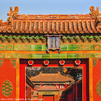 Buy canvas prints of Gate Yellow Roofs Forbidden City Palace Beijing China by William Perry