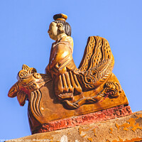 Buy canvas prints of Roof Figurine Yellow Roof Forbidden City Palace Beijing China by William Perry