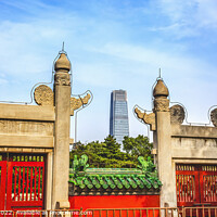 Buy canvas prints of Red Stone Gate Temple of Sun Skyscraper Beijing China by William Perry