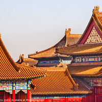 Buy canvas prints of Orange Roofs Decorations Forbidden City Palace Beijing China by William Perry