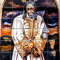 Buy canvas prints of Silent Jesus Street Ceramic Mosaic Seville Spain by William Perry