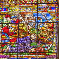 Buy canvas prints of Christ Carrying Cross Stained Glass Seville Cathedral Spain by William Perry