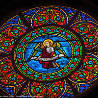 Buy canvas prints of Angel Stained Glass Notre Dame de Nice Church Nice France by William Perry