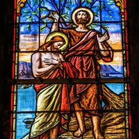 Buy canvas prints of Jesus Baptism Stained Glass Notre Dame de Nice Nice France by William Perry