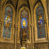 Buy canvas prints of Saint Joseph Statue Stained Glass Notre Dame Church Nice France by William Perry