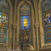 Buy canvas prints of Saint Joseph Statue Stained Glass Notre Dame Church Nice France by William Perry