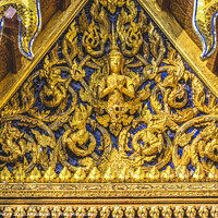 Buy canvas prints of Praying Buddha Pavilion Closeup Grand Palace Bangkok Thailand by William Perry
