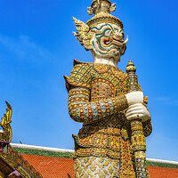 Buy canvas prints of White  Guardian Statue Grand Palace Bangkok Thailand by William Perry