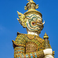 Buy canvas prints of White  Guardian Statue Grand Palace Bangkok Thailand by William Perry
