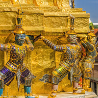 Buy canvas prints of Colorful Guardians Gold Stupa Pagoda Grand Palace Bangkok Thaila by William Perry