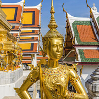 Buy canvas prints of Golden Kinnaree Angel Statue Grand Palace Bangkok Thailand by William Perry